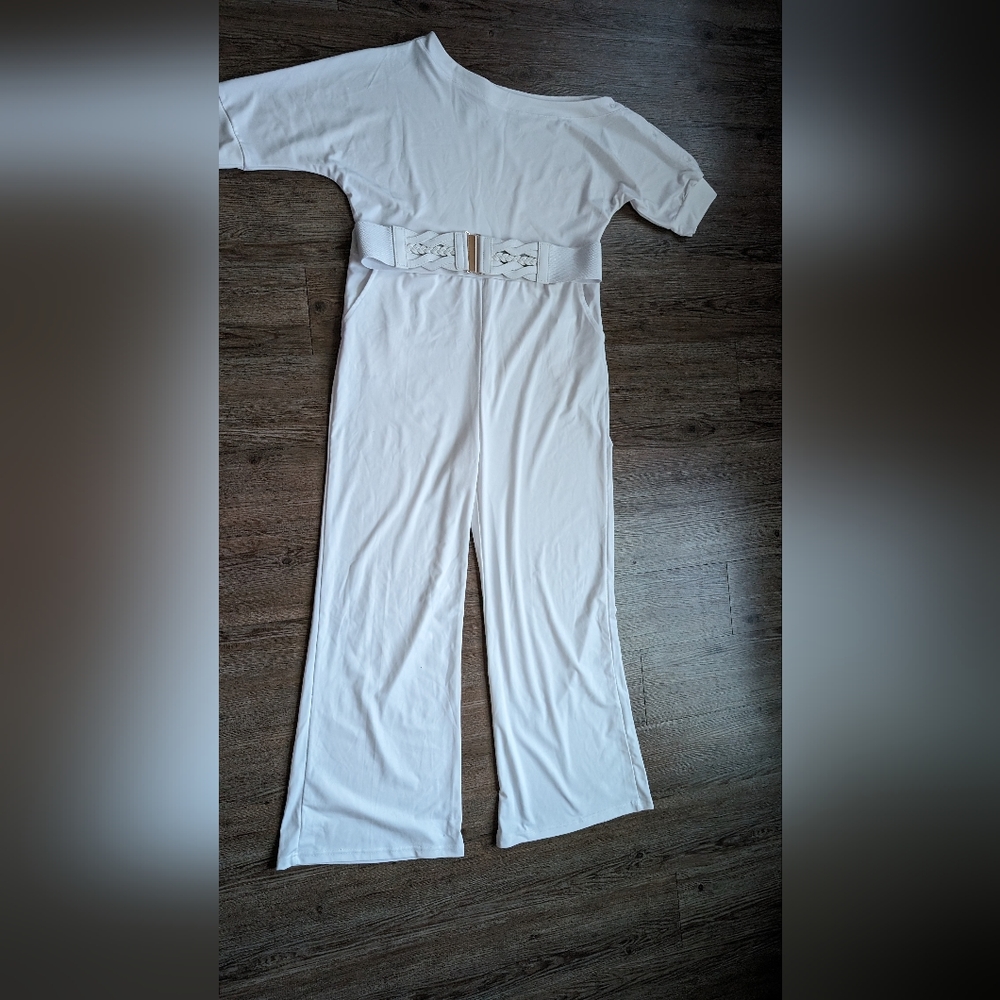 White, Elegant, plus size, stretchy,Jumpsuit